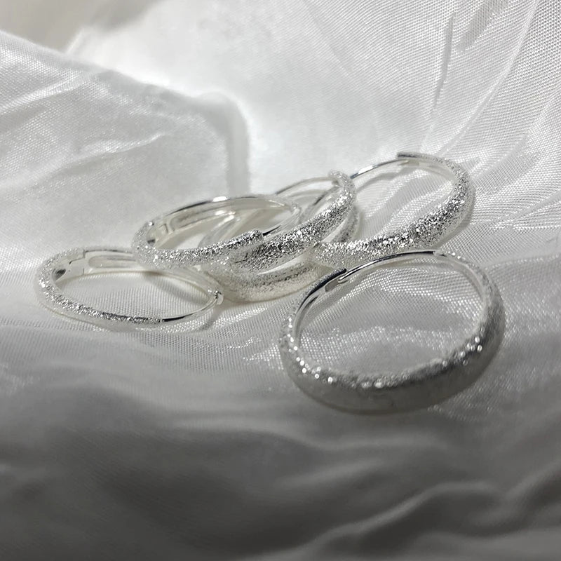 925 Sterling Silver Sparkling Round Hoop Earrings