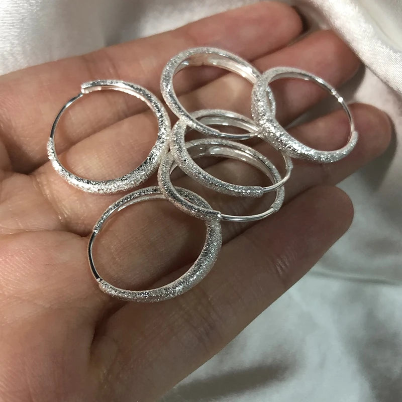925 Sterling Silver Sparkling Round Hoop Earrings