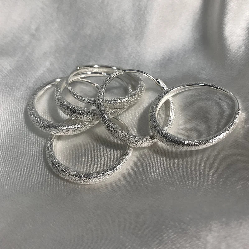 925 Sterling Silver Sparkling Round Hoop Earrings