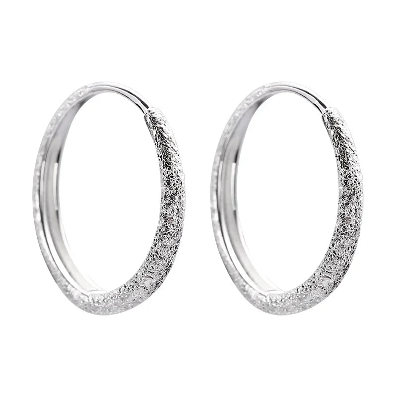 925 Sterling Silver Sparkling Round Hoop Earrings