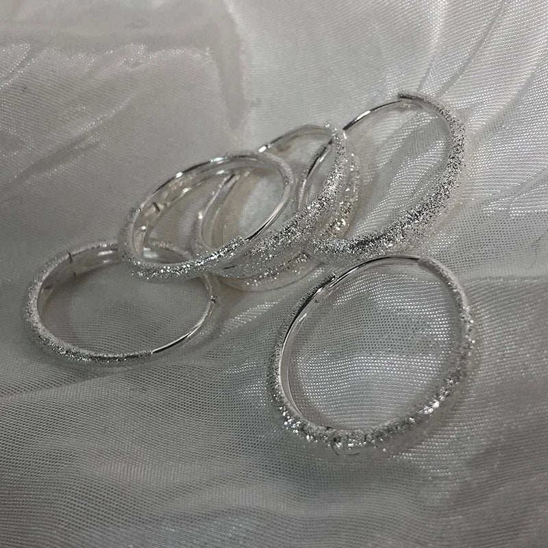 925 Sterling Silver Sparkling Round Hoop Earrings